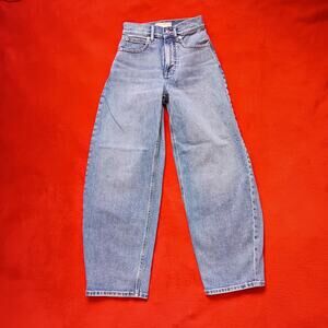 Everlane The Way High Barrel Leg Jeans Womens Size 23L Medium Wash Blue Denim